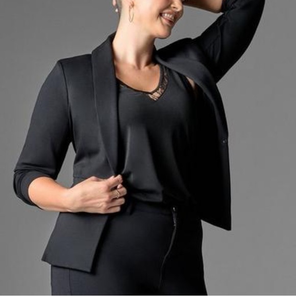 torrid Studio Crepe Jersey Lace Inset Double V-Neck Tank - Picture 5 of 13